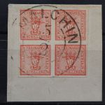 Mecklenburg-Schwerin, MiNr. 1, 4/4 S, Briefstück