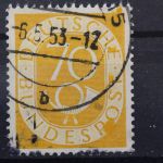 Deutschland (BRD), MiNr. 136, diverse Farbflecke, gestempelt