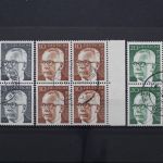 Deutschland (BRD), MiNr. 635, 636 + 637 Viererblöcke, gestempelt