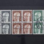 Deutschland (BRD), MiNr. 635, 636 + 637 Viererblöcke, gestempelt