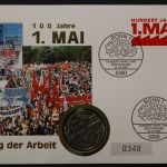 Deutschland, Numisbrief, Tag der Arbeit mit 10 Mark 1. Mai, 19.4.1990