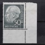Deutschland (BRD), MiNr. 189 Ecke rechts unten, vorgefaltet, Falz
