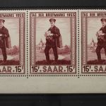 Saarland, MiNr. 361 PF I, Dreierstreifen, postfrisch