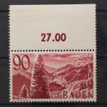 FZ Baden, MiNr. 37 Oberrand, postfrisch