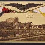 Verden, Aller, Partie an der Aller, Adler / Fahnen