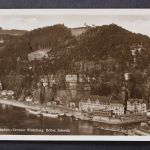 Herrnskretschen, Böhm. Schweiz, Blick zum Ort, Grosser Winterberg