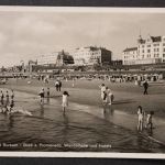 Nordseebad Borkum, Strand, Blick zur Promenade, Wandelhalle und Hotels