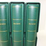 Leuchtturm, 3 grüne Drehstabbinder m. Kassetten, Aufdruck: Great Britain