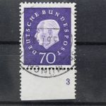 Deutschland (BRD), MiNr. 306 Unterrand mit Formnummer 3, gestempelt