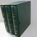 Leuchtturm, 3 grüne Drehstabbinder mit Kassetten, Aufdruck "GREAT BRITAIN"
