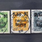 Bayern, MiNr. 174-176 B, gestempelt, geprüft Infla