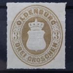 Oldenburg, MiNr. 19 B, Falz