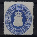 Oldenburg, MiNr. 18 B, Falz