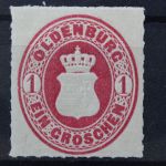 Oldenburg, MiNr. 17 B, Falz