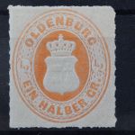 Oldenburg, MiNr. 16 B, Falz