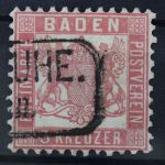 Baden, MiNr. 18, gestempelt
