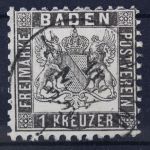 Baden, MiNr. 13, gestempelt