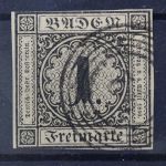 Baden, MiNr. 1 b, gestempelt