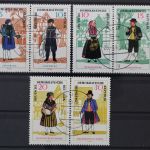 DDR, MiNr. 1214-1219, 3 Zusammendrucke, zentrisch Aue, gestempelt