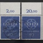Deutschland (BRD), MiNr. 321 Ecke links und rechts oben, gestempelt