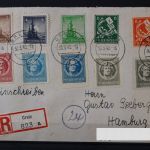 Sowj. Zone, MiNr. 92-99 A/B auf Briefvorderseite, gestempelt
