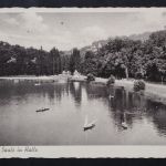 Halle, an der Saale, Partie am Fluss, Boote