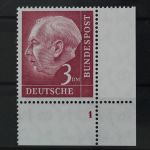 Deutschland (BRD), MiNr. 196 x w, Ecke rechts unten, FN 1, postfrisch