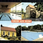 Hude, Schwimmbad, Wassermühle, Kirche