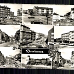 Duisburg-Rheinhausen, 7 Straßenansichten. Alpha Haus und Wappen