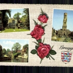 Brugge, 3 Ortsansichten, Rosen, Wappen
