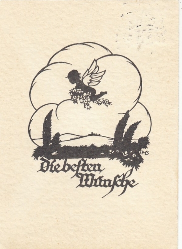 Die besten Wünsche, Scherenschnitt A.M.Schwindt gl1964 F8474