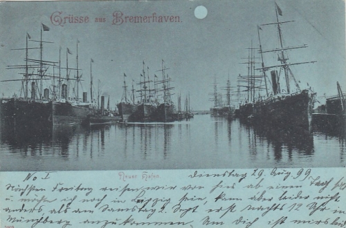 Bremerhaven, Mondschein über dem Hafen gl1899 F8487