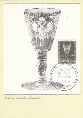 Pokal mit Schnittdekor, Kristallglas mit kaiserl.Doppeladler ngl F9299