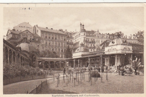 Karlsbad, Stadtpark mit Gartenzeile gl1932 F9420