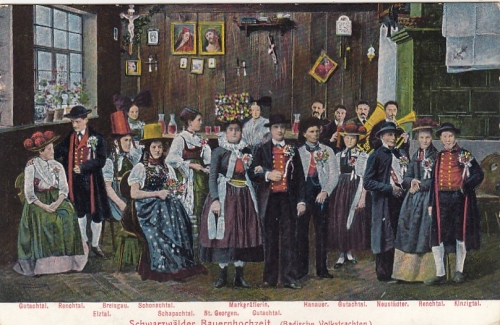 Badische Volkstrachten, Schwarzwälder Bauernhochzeit feldpgl1915 F9871