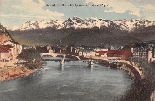 Frankreich 38 Grenoble Les Quais et la Chaine des Alpes ngl 198.296