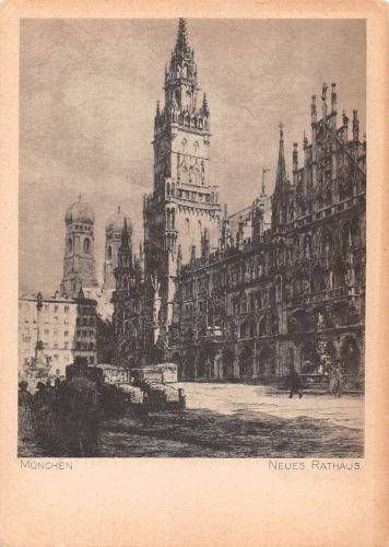 München Neues Rathaus Künstlerkarte Radierung gl1939 199.168