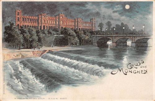 München Kgl. Maximilianeum Mondscheinlitho gl1907 199.192