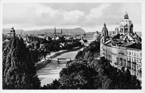 München Isarpartie mit Lukaskirche ngl 199.194