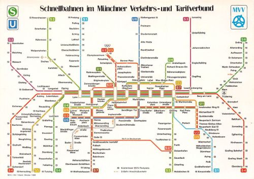 München Linienplan Münchner Schnellbahnen ngl 199.244