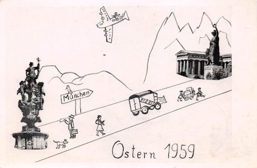 München Ostern 1959 Humorkarte gl1959 199.307
