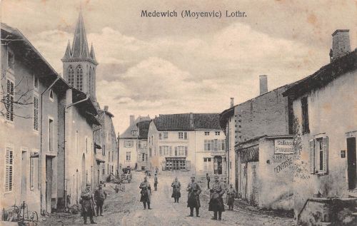 Frankreich 57 Medewich (Moyenvic) Straßenansicht feldpgl1916 198.443