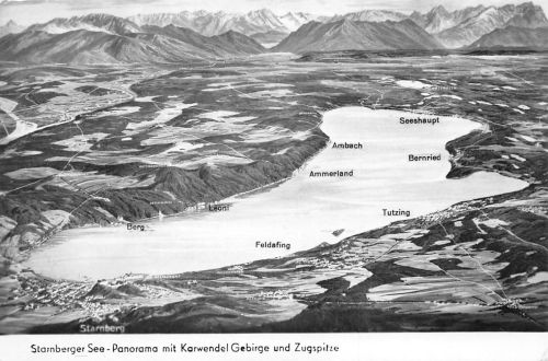 Starnberger See Panorama Alpenkette gl1958 199.645