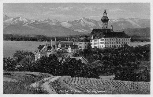 Andechs Kloster mit Gebirgspanorama ngl 199.657