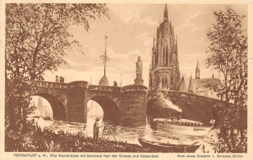Frankfurt (Main) Alte Mainbrücke mit Denkmal gl1911 199.797
