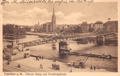 Frankfurt (Main) Eiserner Steg mit Dreikönigskirche gl1927 199.818