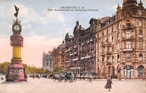Frankfurt (Main) Ecke Kaiserstraße mit Manskopf-Uhrturm gl1928 199.866