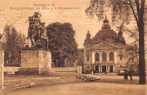 Frankfurt (Main) Bismarckdenkmal mit Schauspielhaus gl1912 199.877