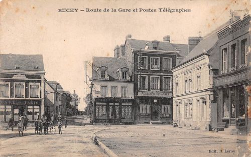 Frankreich 76 Buchy Route de la Gare et Postes Telegraphes gl1918 198.877