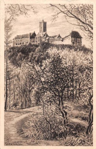 Eisenach Wartburg Künstlerkarte sign. K. Lindegreen gl1932 300.275